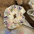 Floral Embroidery Hair Tie Scrunchie